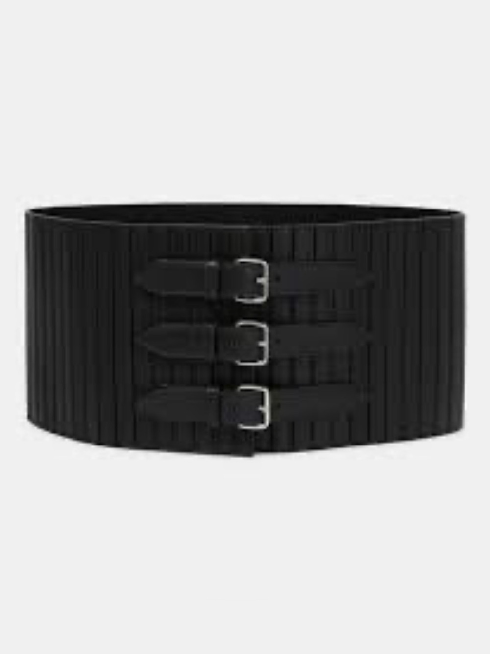 $1350 ALAIA RIBBED ELASTIC STRETCH CORSET WOMENS BLACK LEATHER BELT SIZE 75